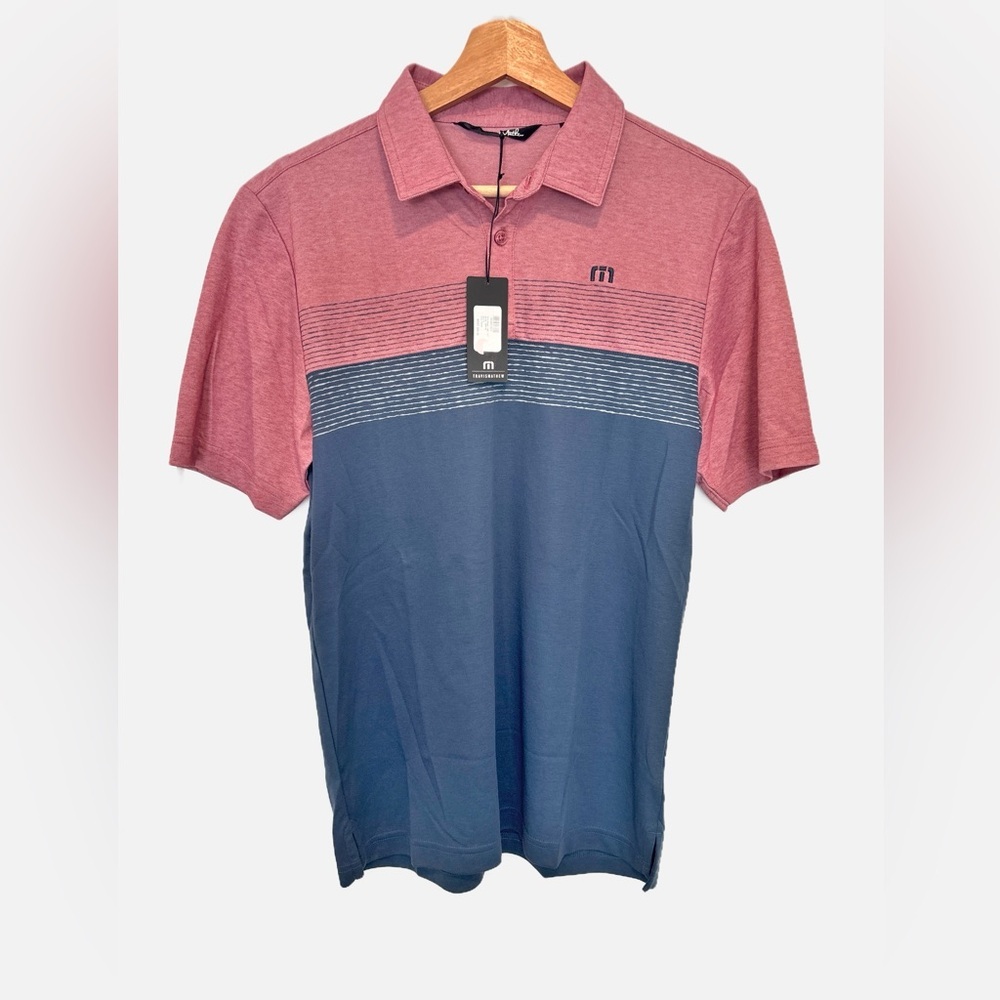 Men's Travis Mathew Small Two-Tone Polo Shirt - Red and Blue